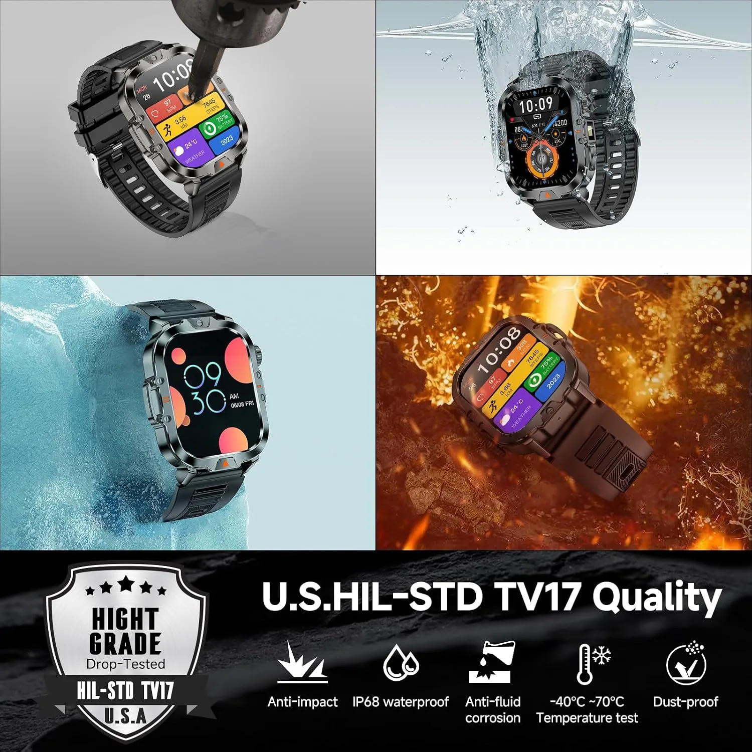 Smart Watch for Men Military Answer/Make Call 2.01″ Display