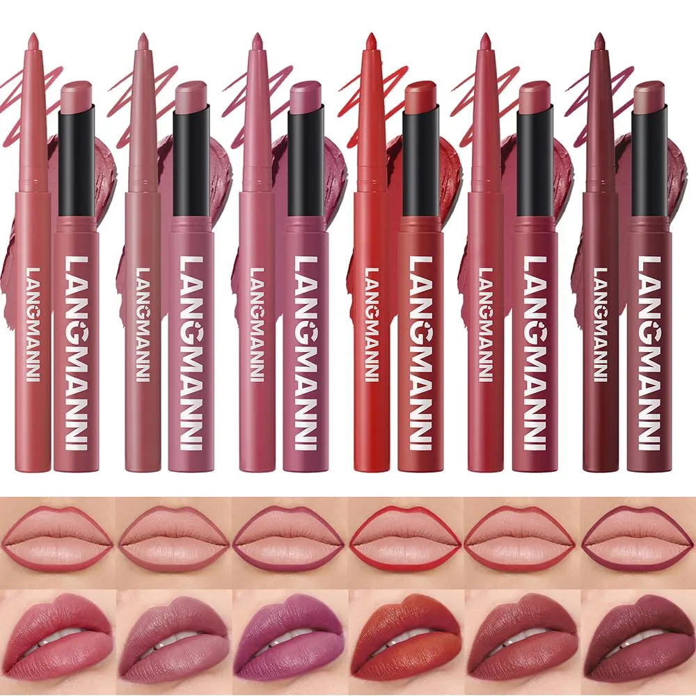 12Pcs Matte Lipstick and Lip Liner Set, Lip Makeup Combo (Bold & Chic Set)