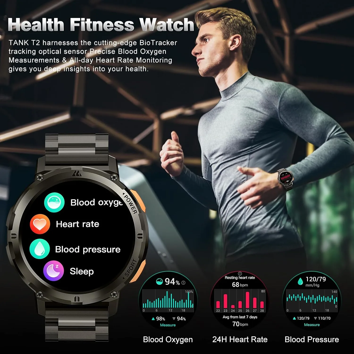 AMAZTIM Smart Watch, Rugged Fitness Watch, 5 ATM & IP69K, 1.43" AMOLED