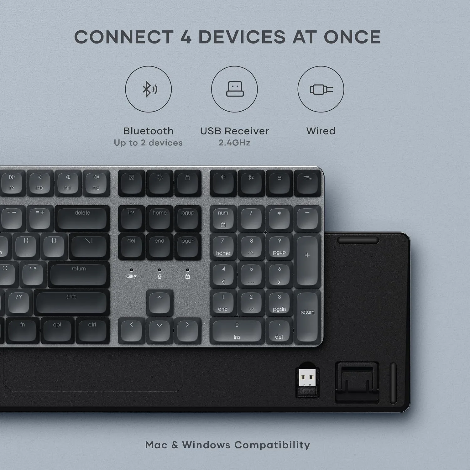 Satechi SM3 Mechanical Keyboard, White LED Backlit, Dark Gray/Gray