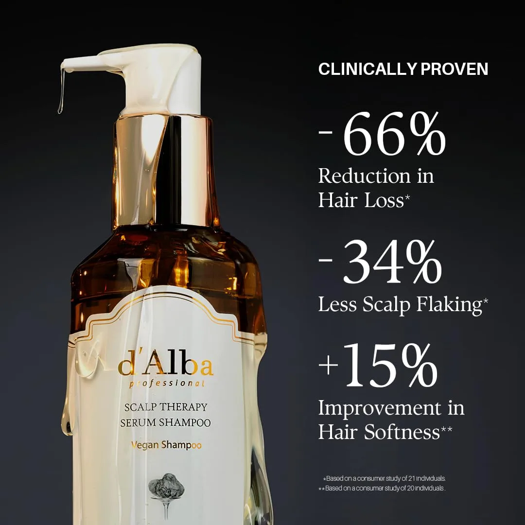 d'alba Piedmont Professional Repairing Scalp Therapy Serum Shampoo 275ml, Mild and Vegan Formula, Gentle Hair and Scap Treatment