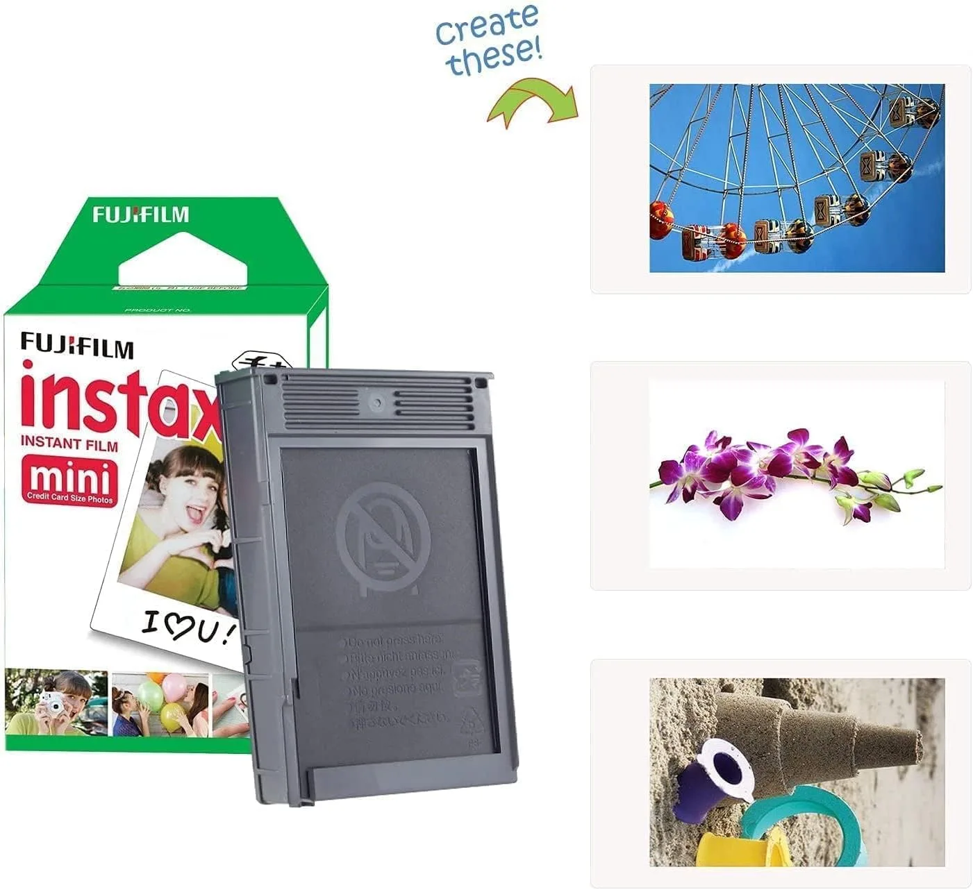 Fujifilm Instax Mini 12 Instant Camera Mint Green + Fuji Film Value Pack (40 Sheets) + Shutter Accessories Bundle, Incl. Compatible Carrying Case, Quicksand Beads Photo Album 64 Pockets