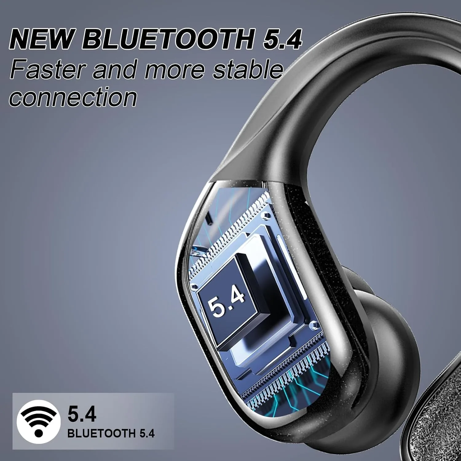 Wireless Earbuds, Sport Bluetooth 5.4 Headphones 2026 New Bluetooth Earbuds with 75Hrs Stereo, 4 ENC Mic, Noise Canceling Over-Ear Buds with Earhooks, IP7 Waterproof Earphones for Workout/Running/Gym