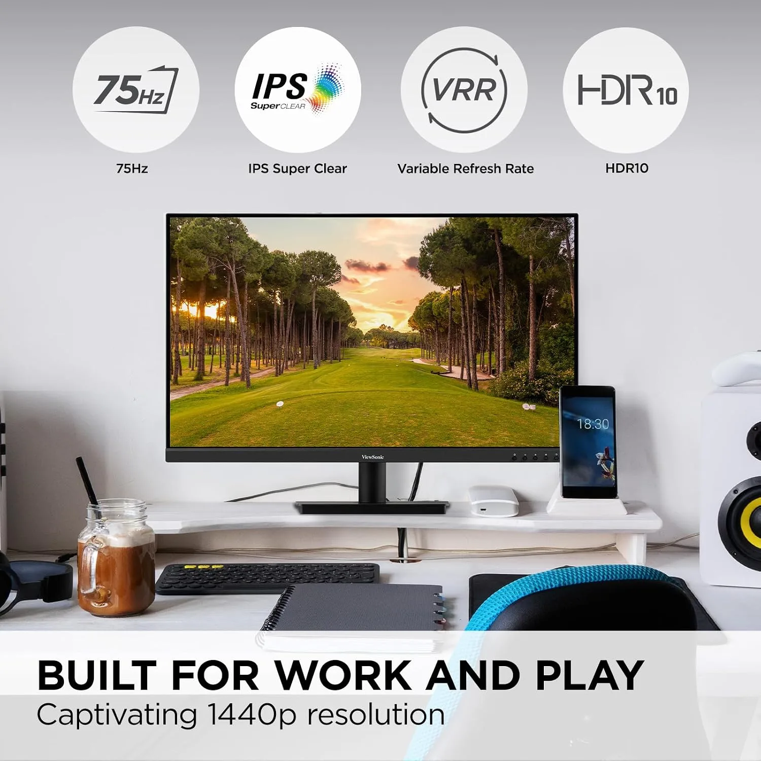 ViewSonic VS3225-2K 32 Inch QHD 1440p IPS Computer Monitor, 75Hz LCD