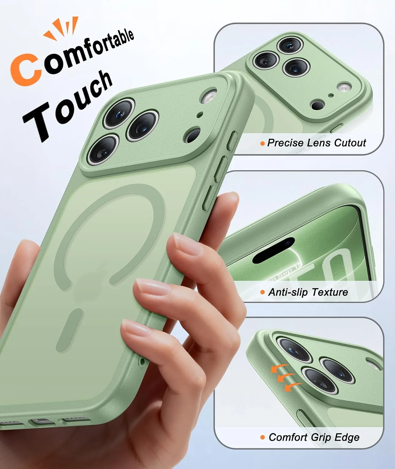 FNTCASE for iPhone 18 Pro Case / 17 Pro Case Fit for MagSafe Light Moss