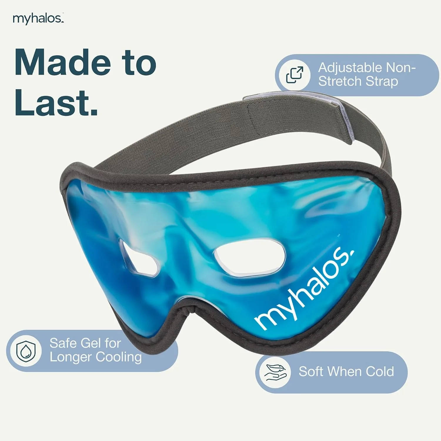 MyHalos Cooling Gel Eye Mask, Cold Ice Pack for Puffy Eyes & Dark Circles