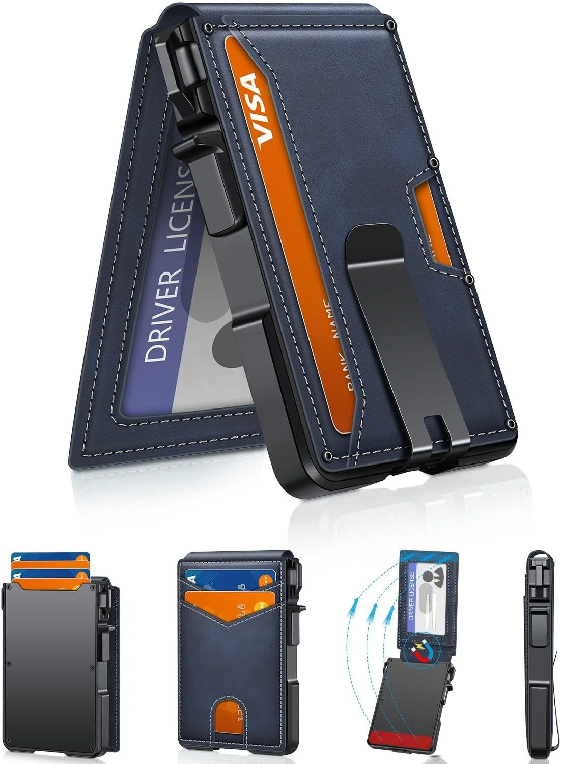 Wallet for Mens Minimalist Wallet 9-13 Cards RFID Blocking Slim Wallet