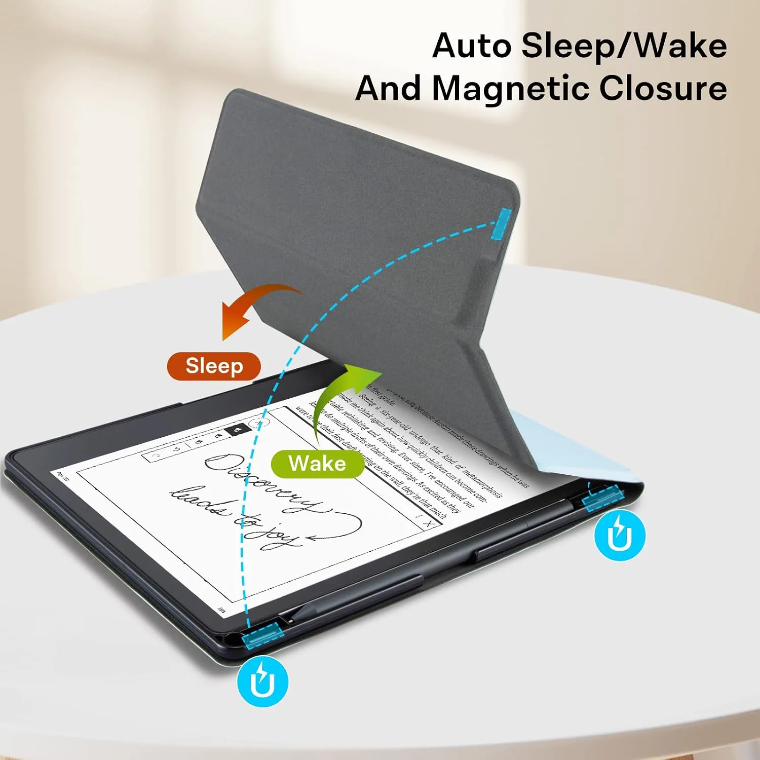 CoBak Stand Case for TCL - Premium Folio Leather Cover with Pen Holder, Auto Sleep/Wake - Compatible with 10.2 Inch eBooK Reader