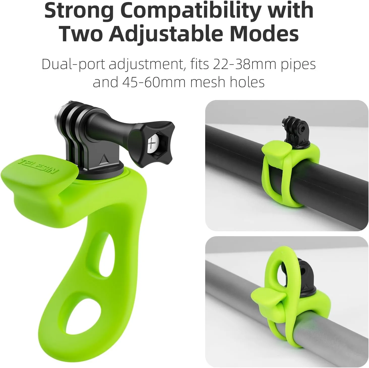 TELESIN Camera Flexible Mount 360 Strap Mount Wrap Band for GoPro Hero 13 12 11 10 9 Insta360 DJI Action Osmo Pocket Bike Motorcycle Handlebar Roll Bar Tube Clip Holder Attach Accessories