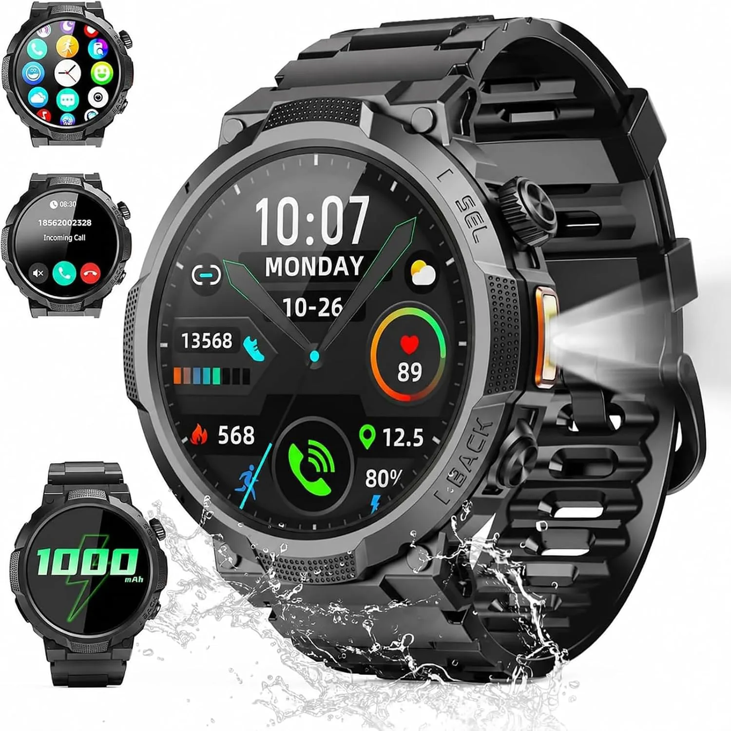 Military Smart Watches for Men (Answer/Make Call), 50+ Day Battery,1.53" HD