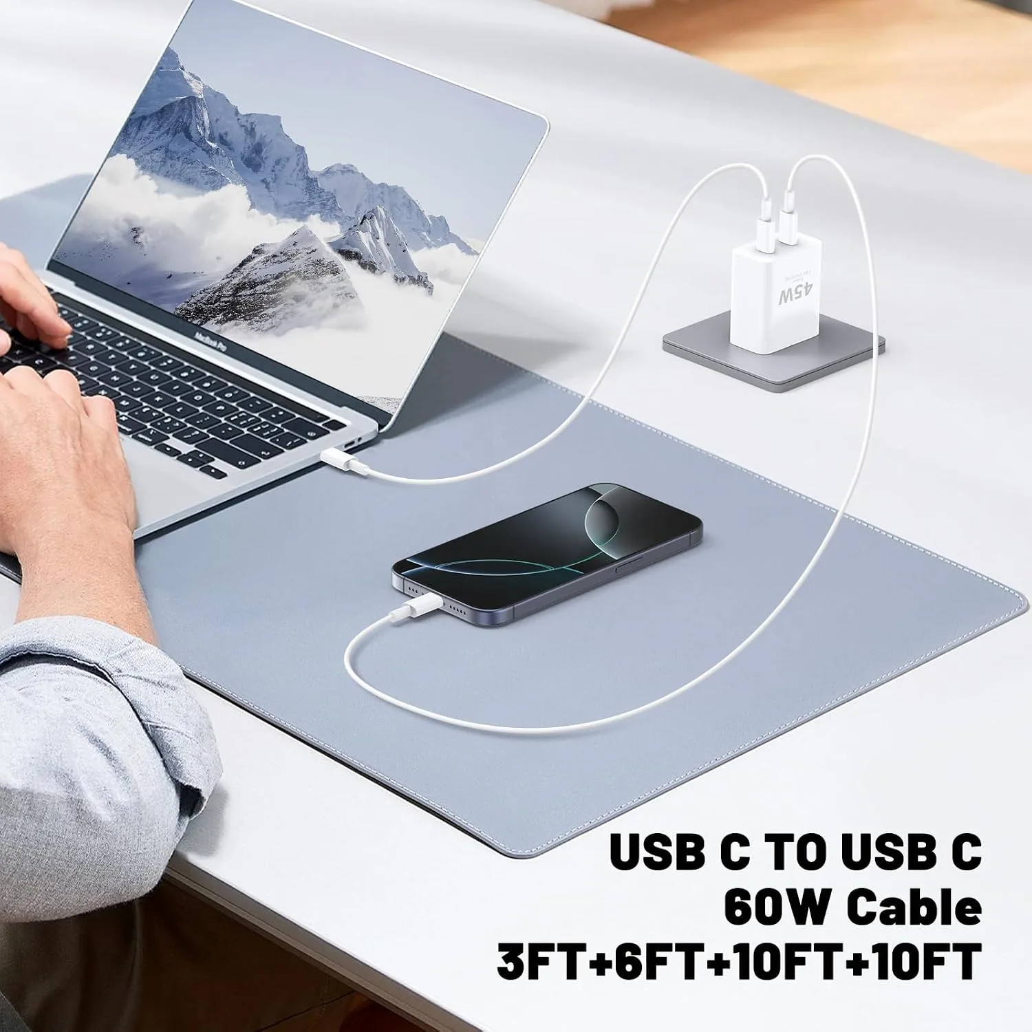 QZIIW iPhone 18 17 16 Pro Max Fast Charger,45W Dual Port USB C Fast Charger