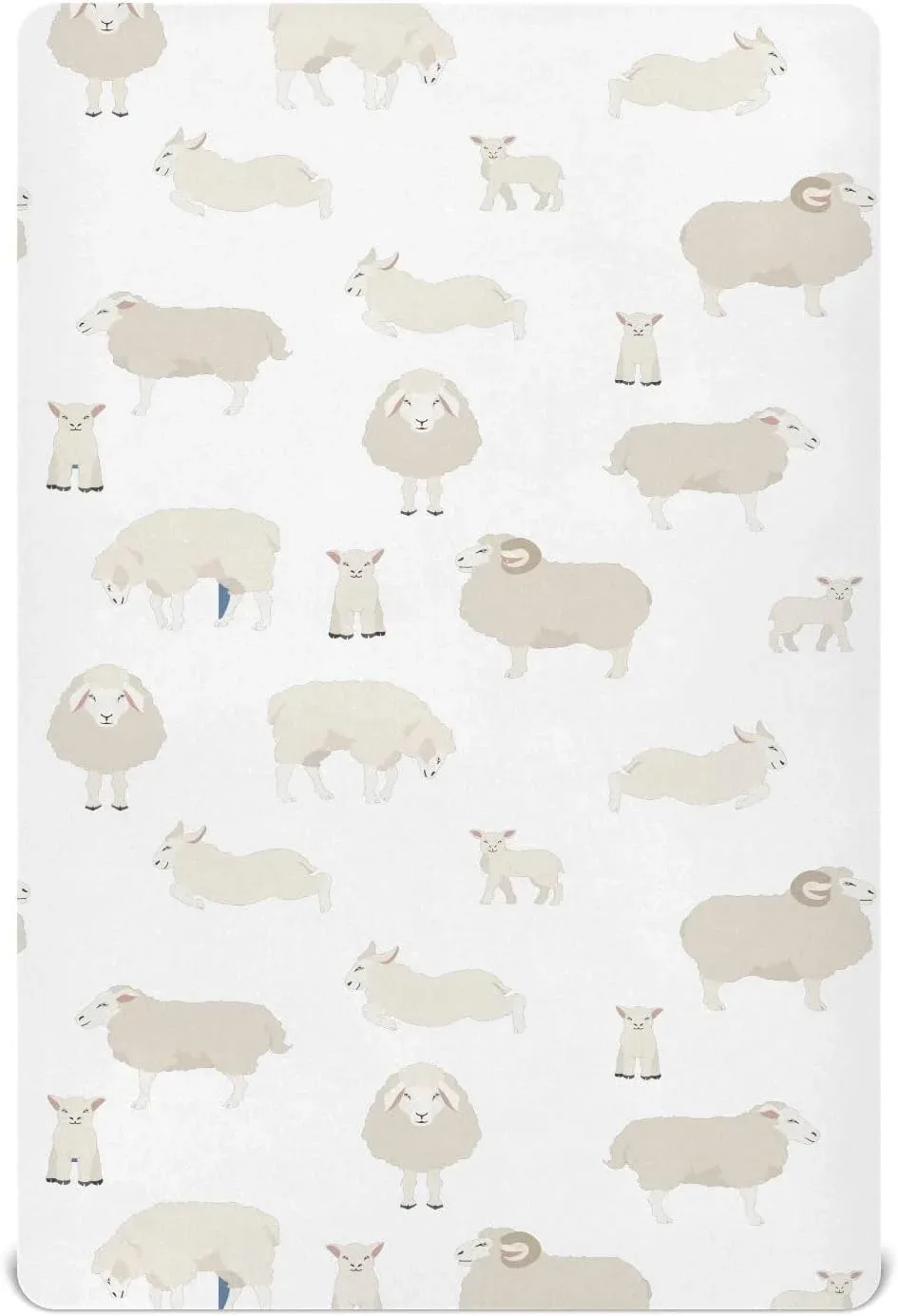 Sábana bajera para cuna Vvfelixl estampado ovejas blanco 99x68 cm