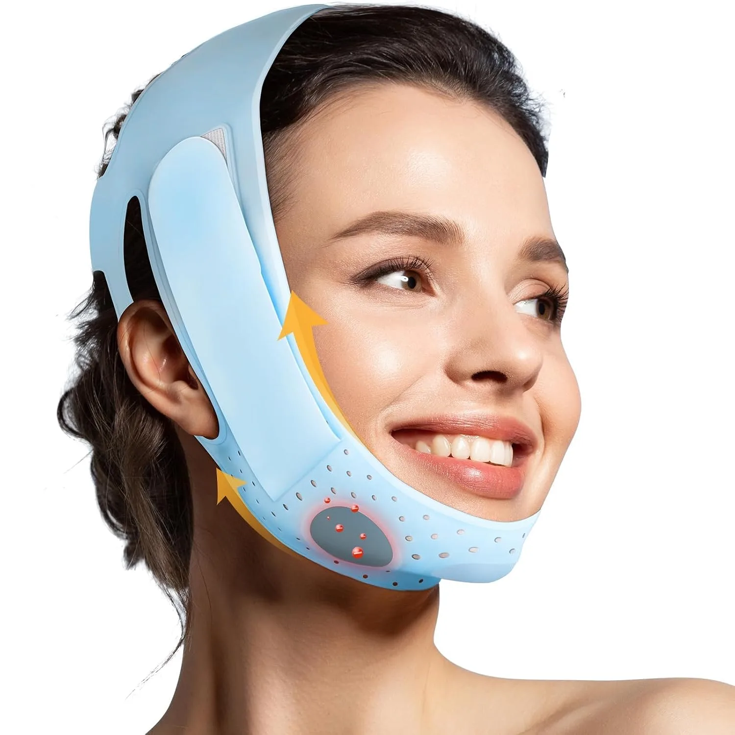 JUSRON V-Line Mask Chin Up Mask Face Strap, chin lifting mask (Light Blue)