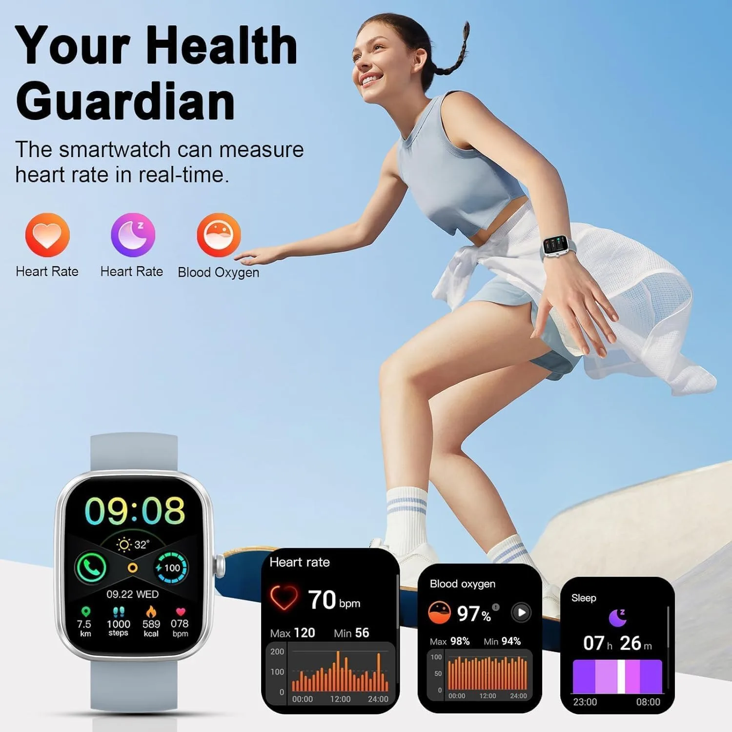 Smart Watch for Men Women, 1.91" Smartwatch(Answer/Make Calls), Fitness Watch with 24/7 Heart Rate/Sleep Monitor//Pedometer/Calories/110+ Sport Modes/IP68 Waterproof, Activity Tracker for Android iOS