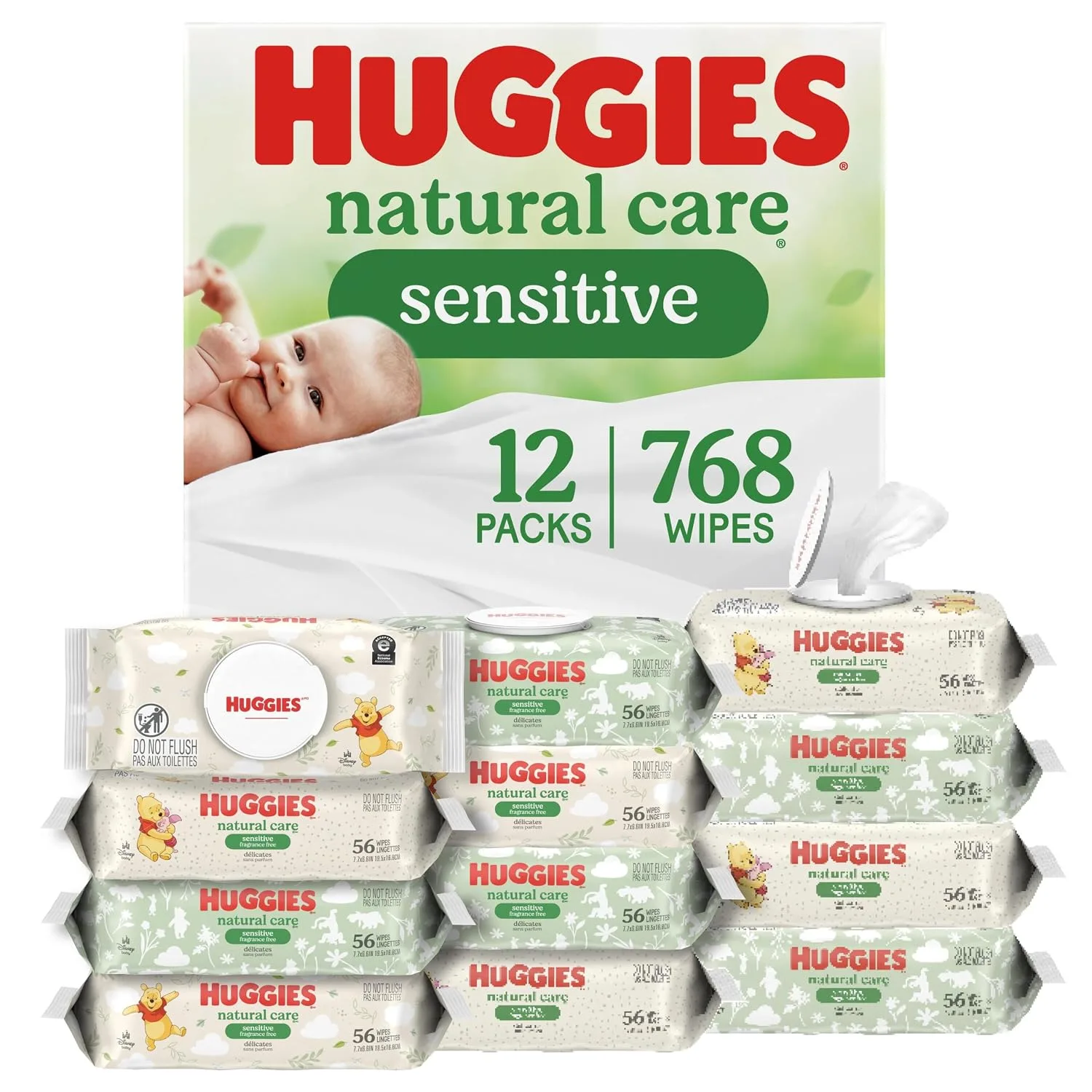 HUGGIES Natural Care Sensitive Baby Wipe Refill, Fragrance Free (1,088 Count)