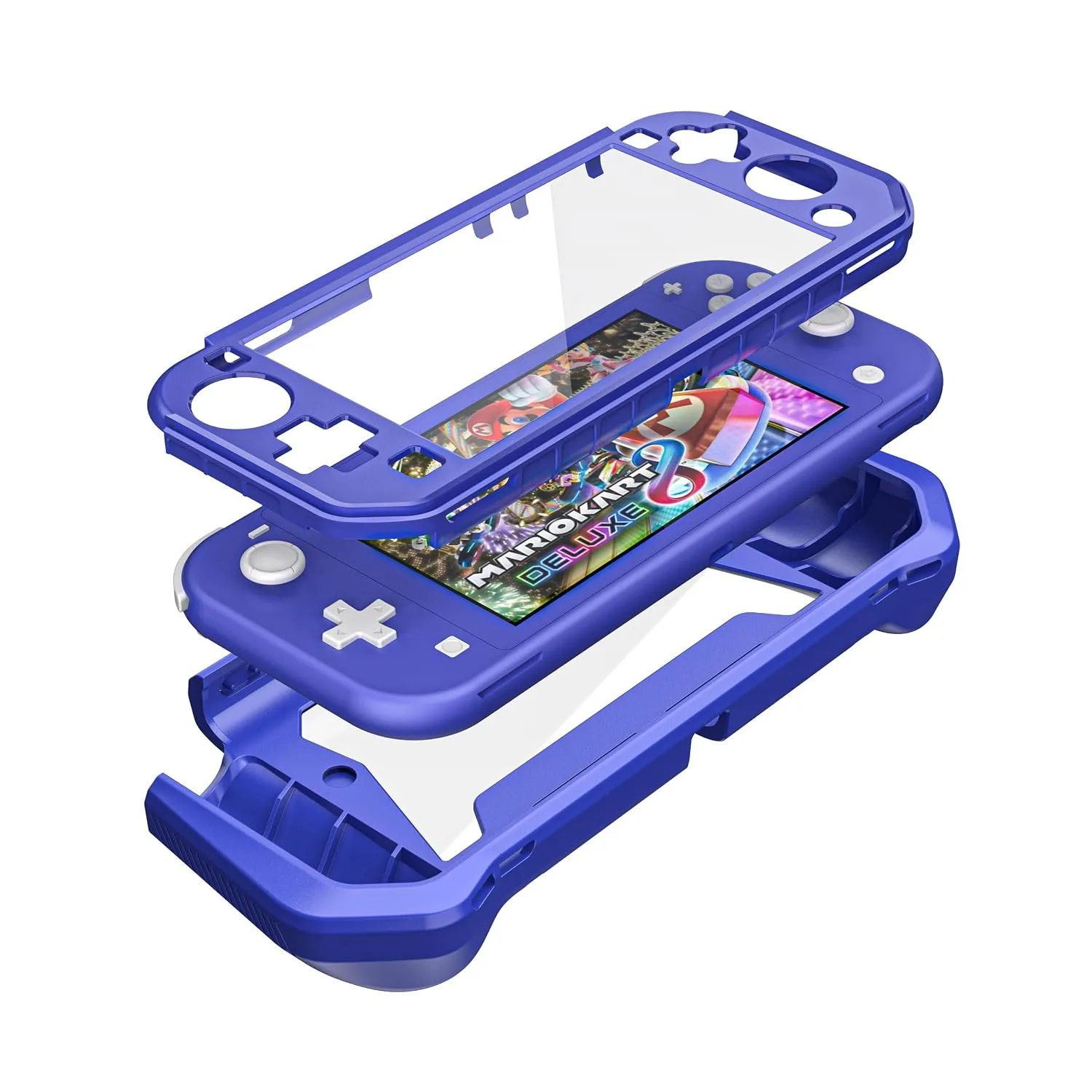 Compatible with Nintendo Switch Lite Screen Protector Case Cover with Hand Grip, Detachable Protective Case with Shockproof and Anti-Scratch Design for Nintendo Switch Lite, Blue