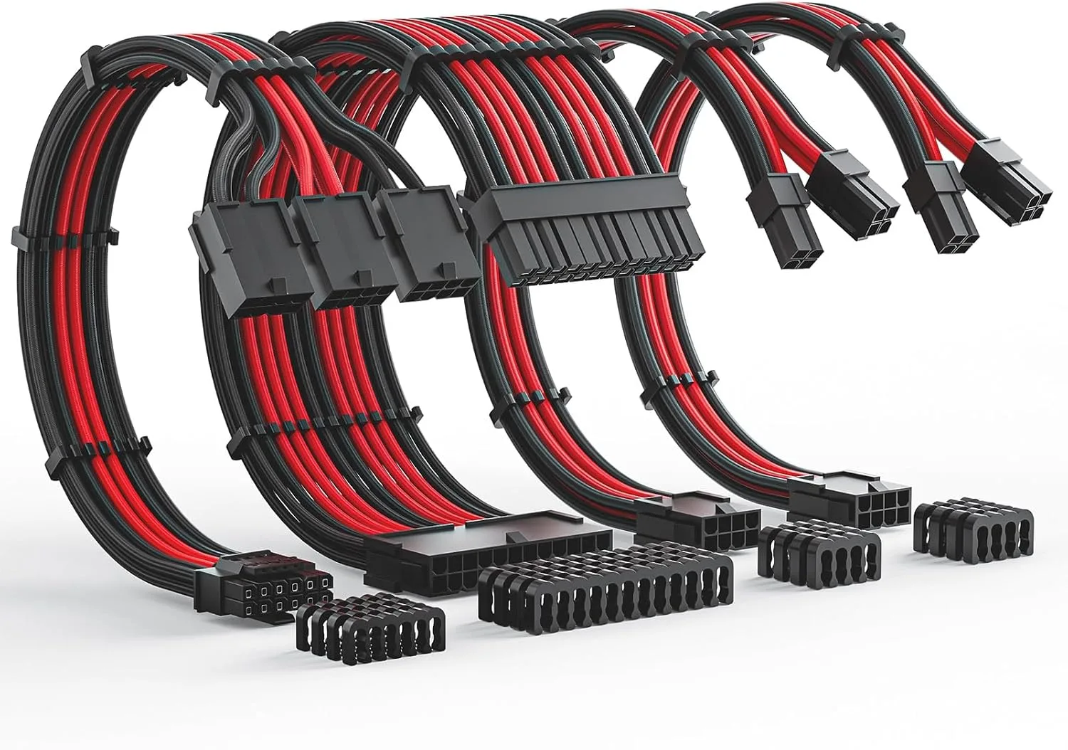 AsiaHorse 12VHPWR Cable Extension Kit, 16AWG Pcie 5.0 PSU Cable Extension Kit Soft Braided Power Supply Cable Extension, 24pin ATX /4+4pin EPS /12+4pin 30CM Length with Cable Combs
