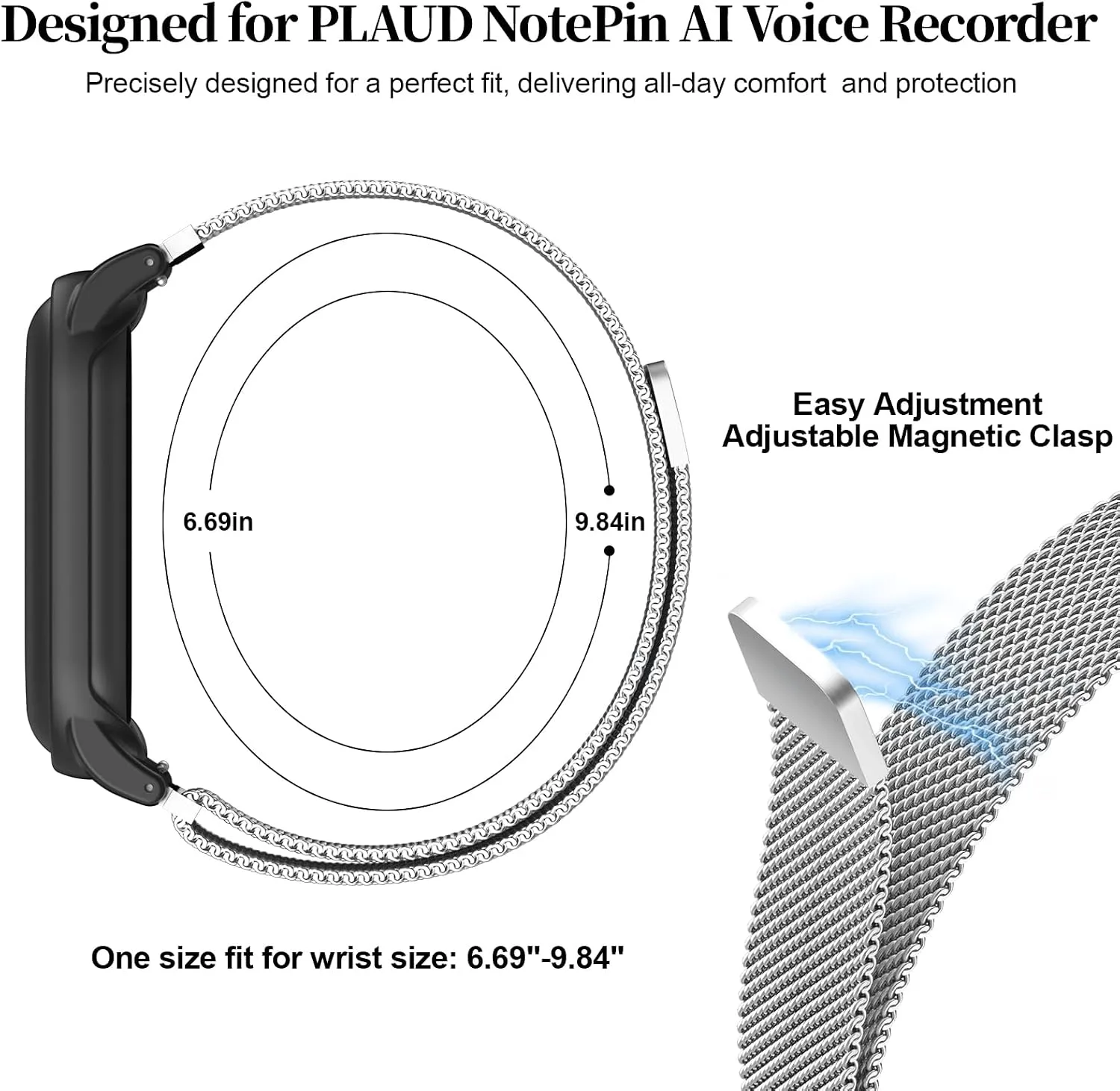Compatible with Plaud NotePin & Note Pin S AI Voice Recorder Strap+PC Frame
