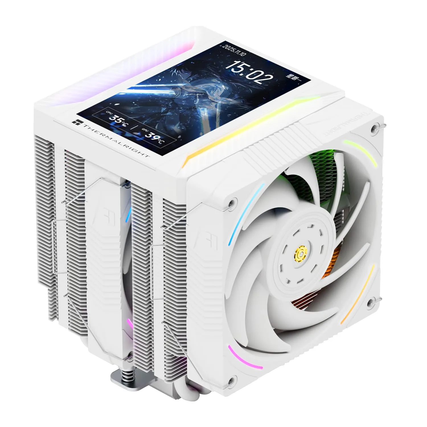 Thermalright TR Peerless Assassin 120 Vision MAX ARGB White CPU Cooler, PC Heatsink Cooler 6 Heat Pipes, 5’’ Magnetic Display Screen with 480x854 Resolution,for AM4/AM5 and Intel LGA1700/1851