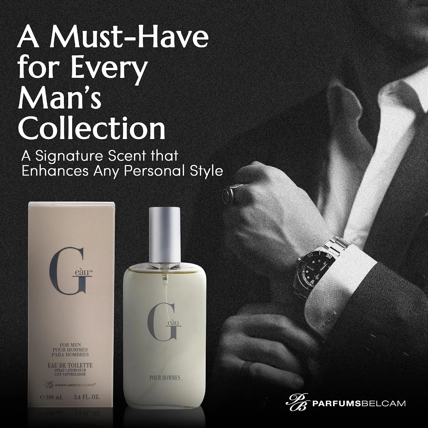 Belcam Beauty G Eau de Toilette Cologne for Men, 3.4 Fl Oz, Pack of 2