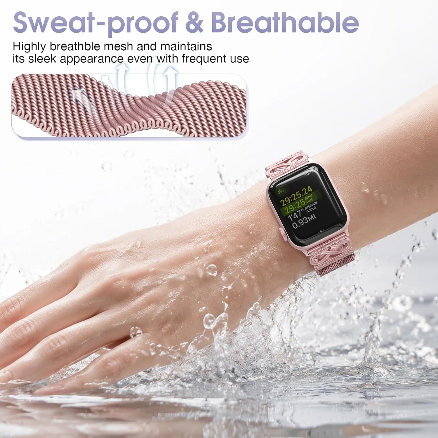 Sculpted Mesh Detail Size M/L Compatible with Apple Watch Bands for Women