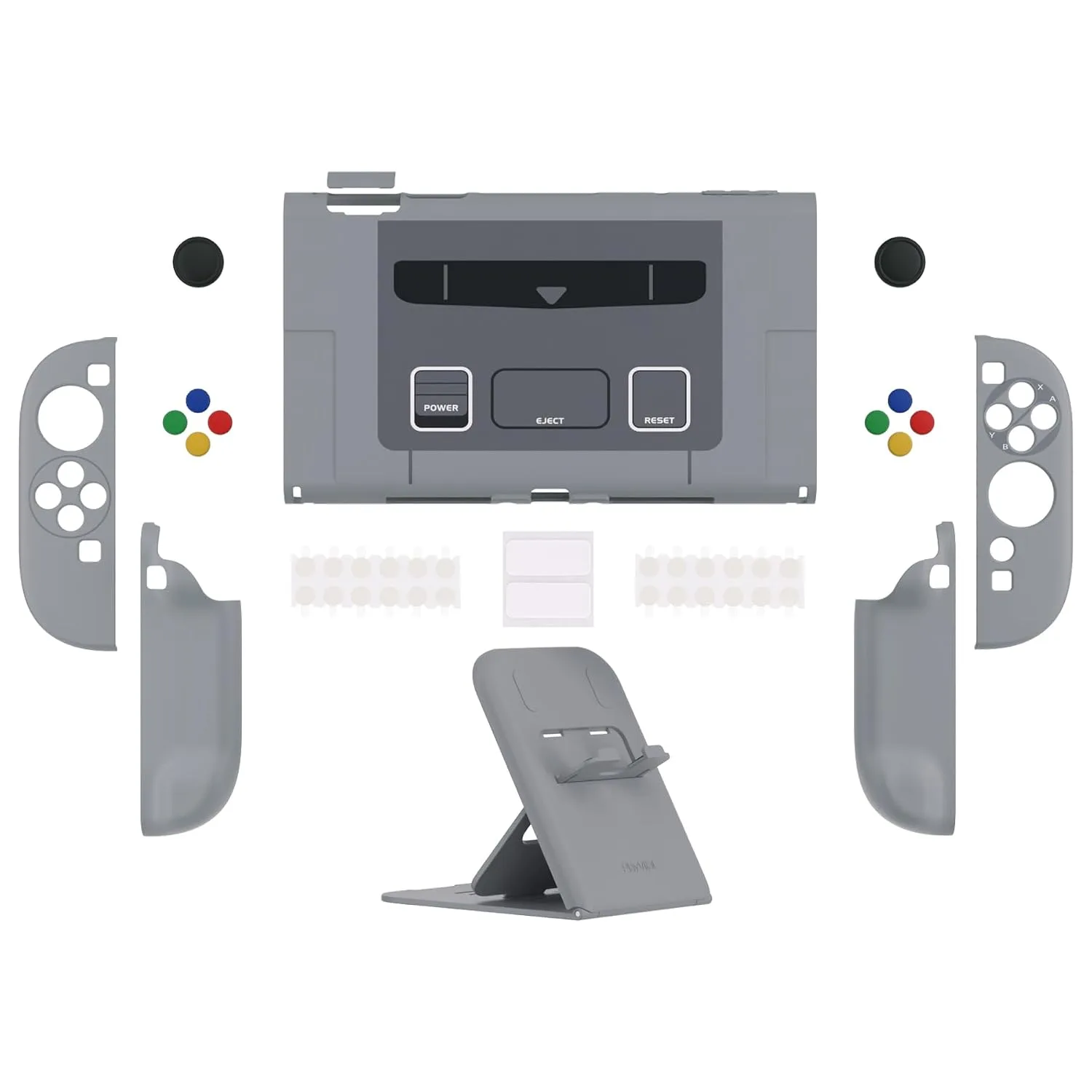 PlayVital Protective Case for Nintendo Switch 2 with Extra Stand | Ultra-Slim Dockable Hard Shell, Split Joycon Cover, Button Caps & Thumb Grips | Pattern Series, SFC SNES Classic EU Style