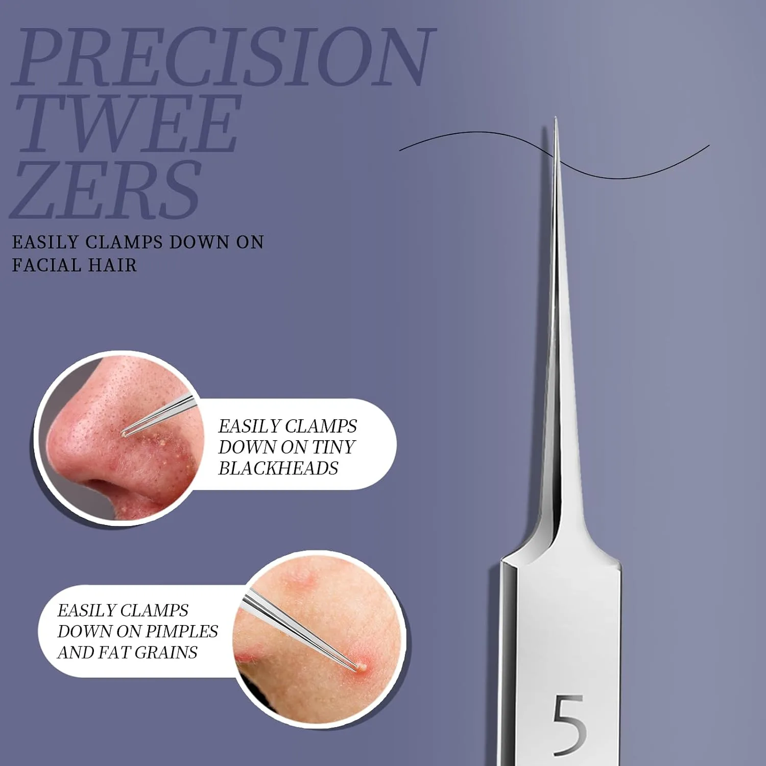 Teenitor 7 Pcs Pimple Popper Tool Kit, Surgical Grade Blackhead Remover Tools, Ingrown Hair Tweezers, Blackhead Extractor Pimple Extractor, Black Head Remover