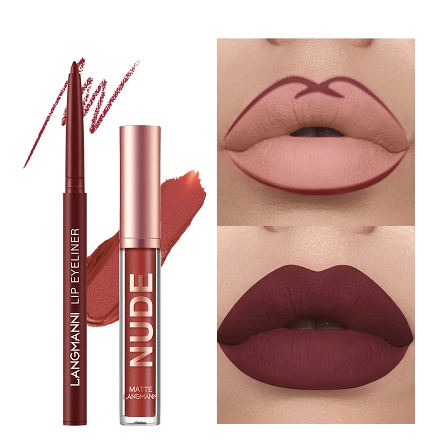 12Pcs Matte Liquid Lipstick and Lip Liner Set, Lip Makeup Combo (Set A)