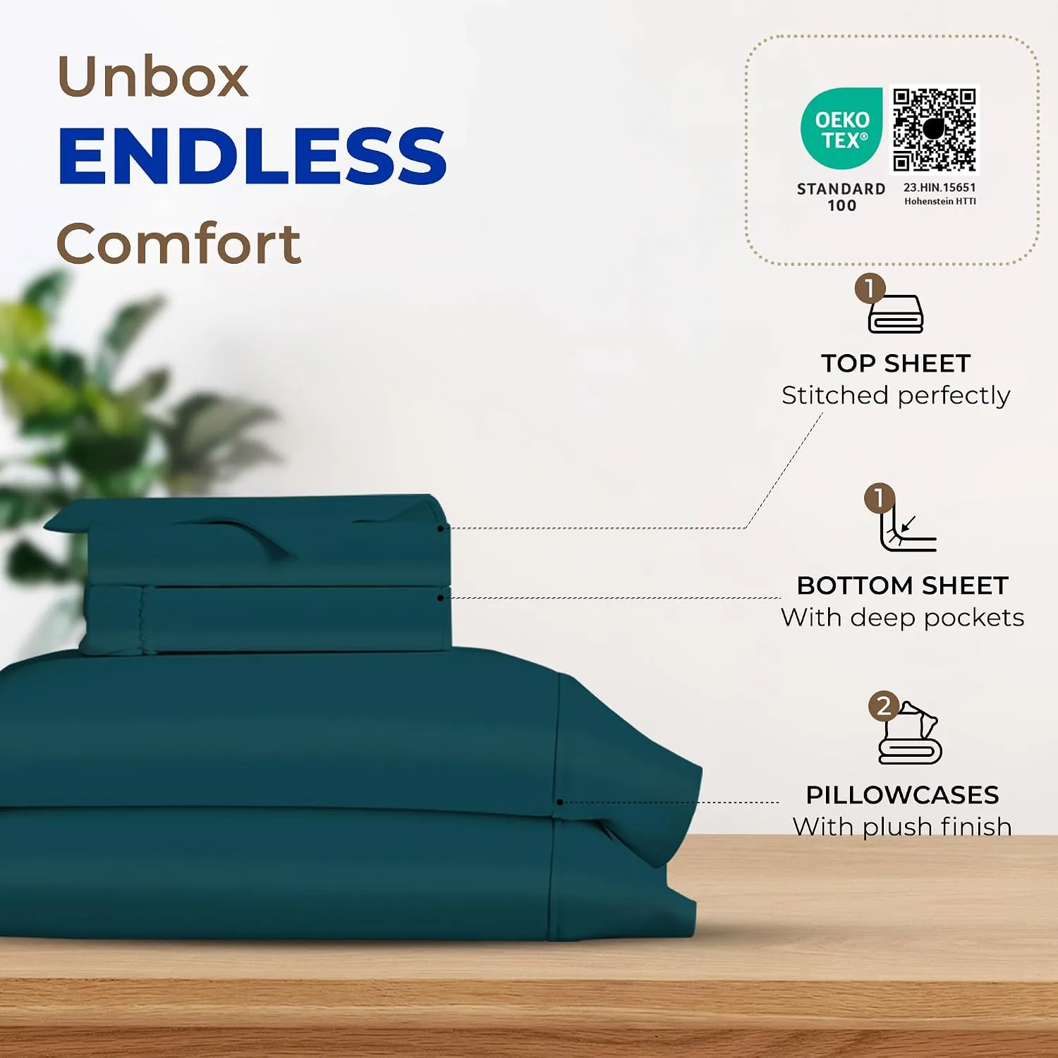 THREAD SPREAD Egyptian Cotton Sheets King Size - 600 Series Bliss Collection Sheets King Luxury Sheet King Size (4 PC, Teal) 16" Deep Pocket, Soft, Cooling Sateen Hotel Bed Sheet Sets