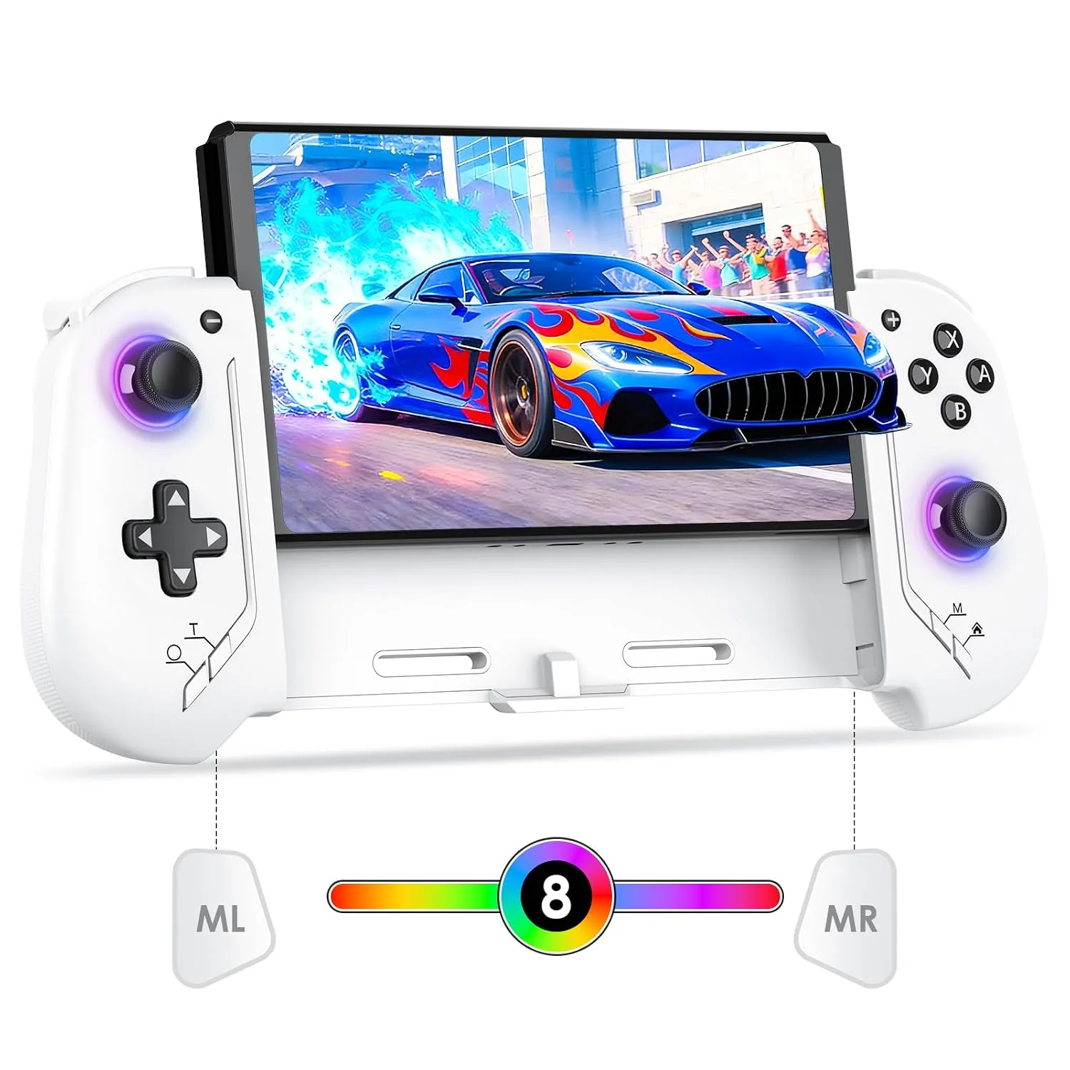 Control para Nintendo Switch Moonag Blanco con giroscopio 6 ejes y batería 1000mAh
