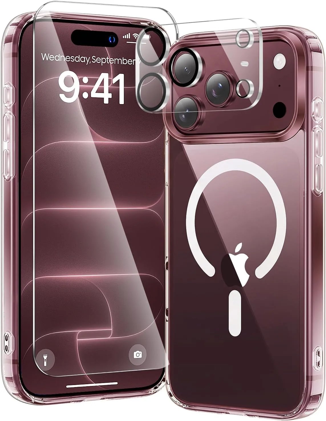 toushion 3 in 1 for iPhone 18 Pro Case Clear, Fits MagSafe