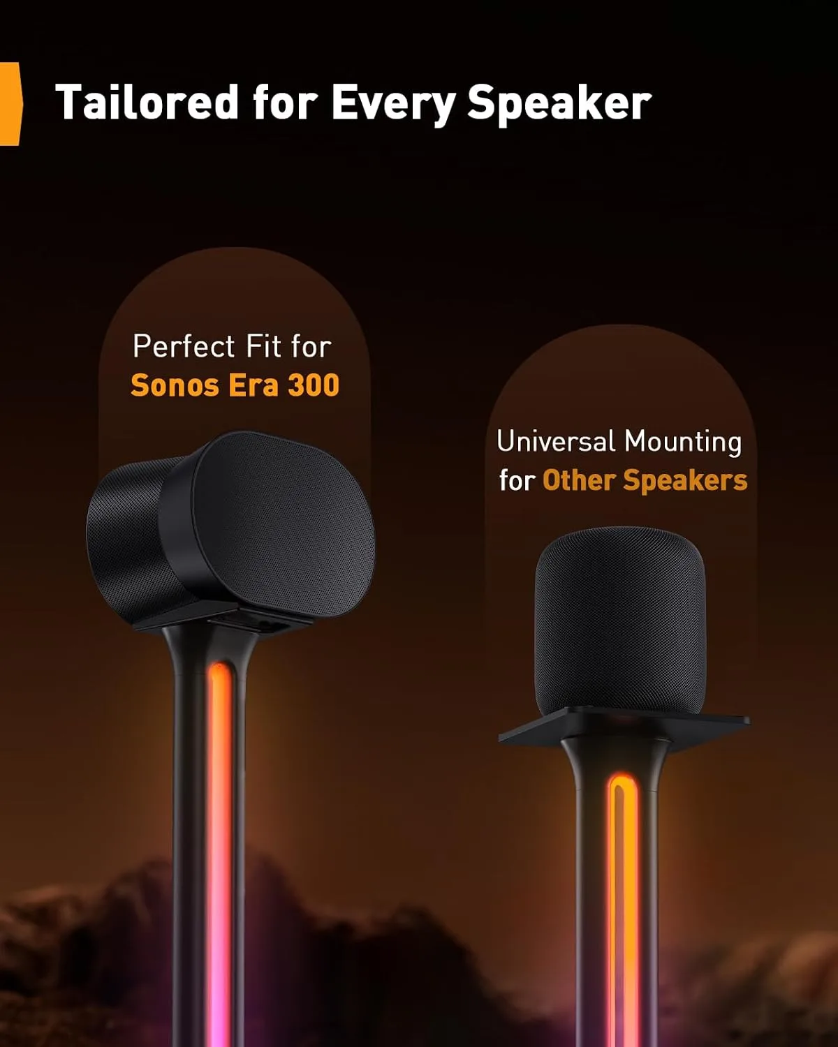 Perlegear Speaker Stands Pair Sonicbeam™ with RGB Lighting, Holds to 22 lbs