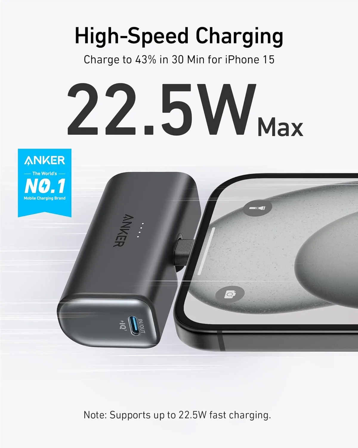 Anker Nano Power Bank,5,000mAh Portable Charger, Built-in USB-C Connector