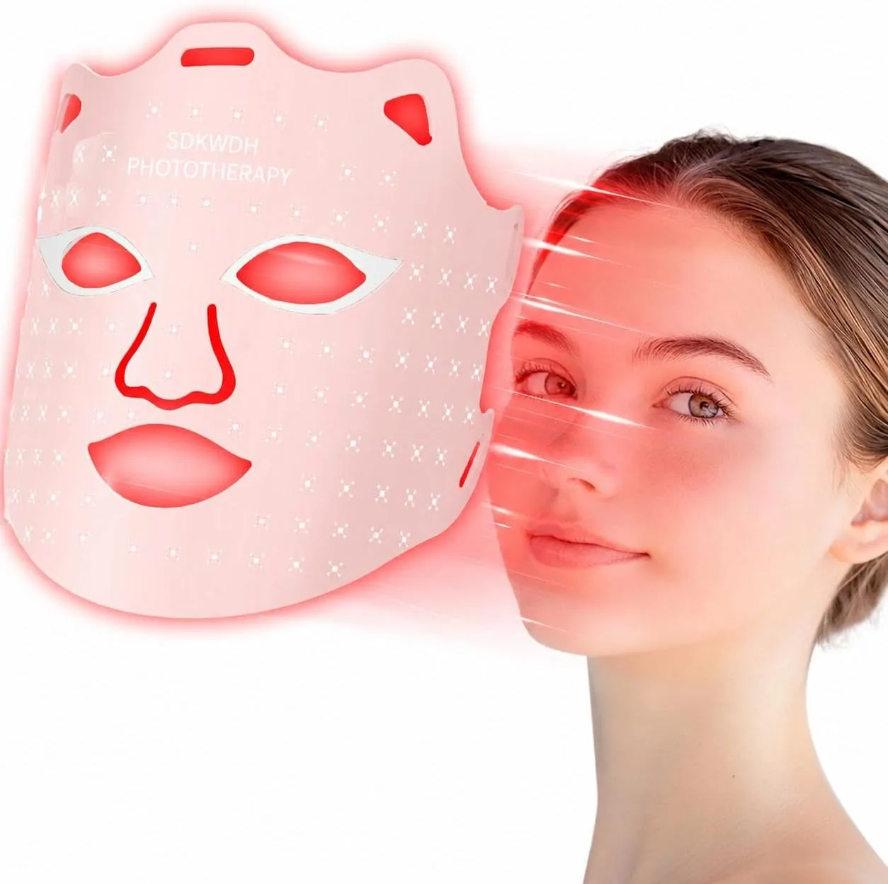 SDKWDH Red Light Therapy for Face, 850nm NIR Mask, Reduce Acne and Wrinkles