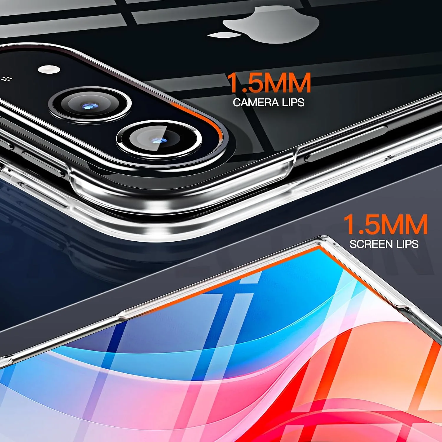 for iPhone Duo Slim Case,Paper-Thin Transparent Finish Skin Back Case [Non Yellowing] Ultra Protective Cover with Camera Protection 7.6 Inch (Clear)