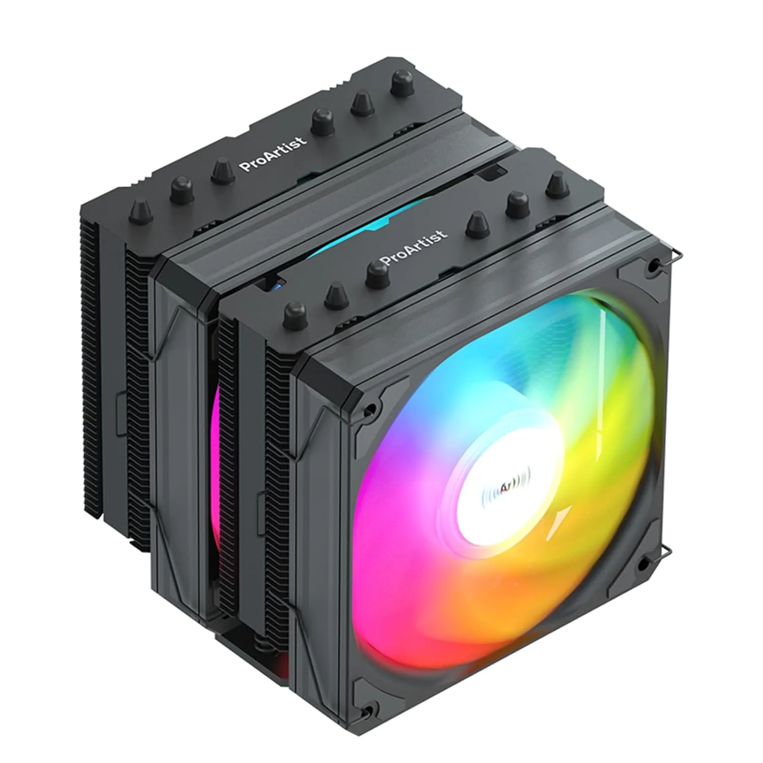 ProArtist Black Dual Tower E6 V4 RGB CPU Air Cooler for Gaming PC, 250W TDP