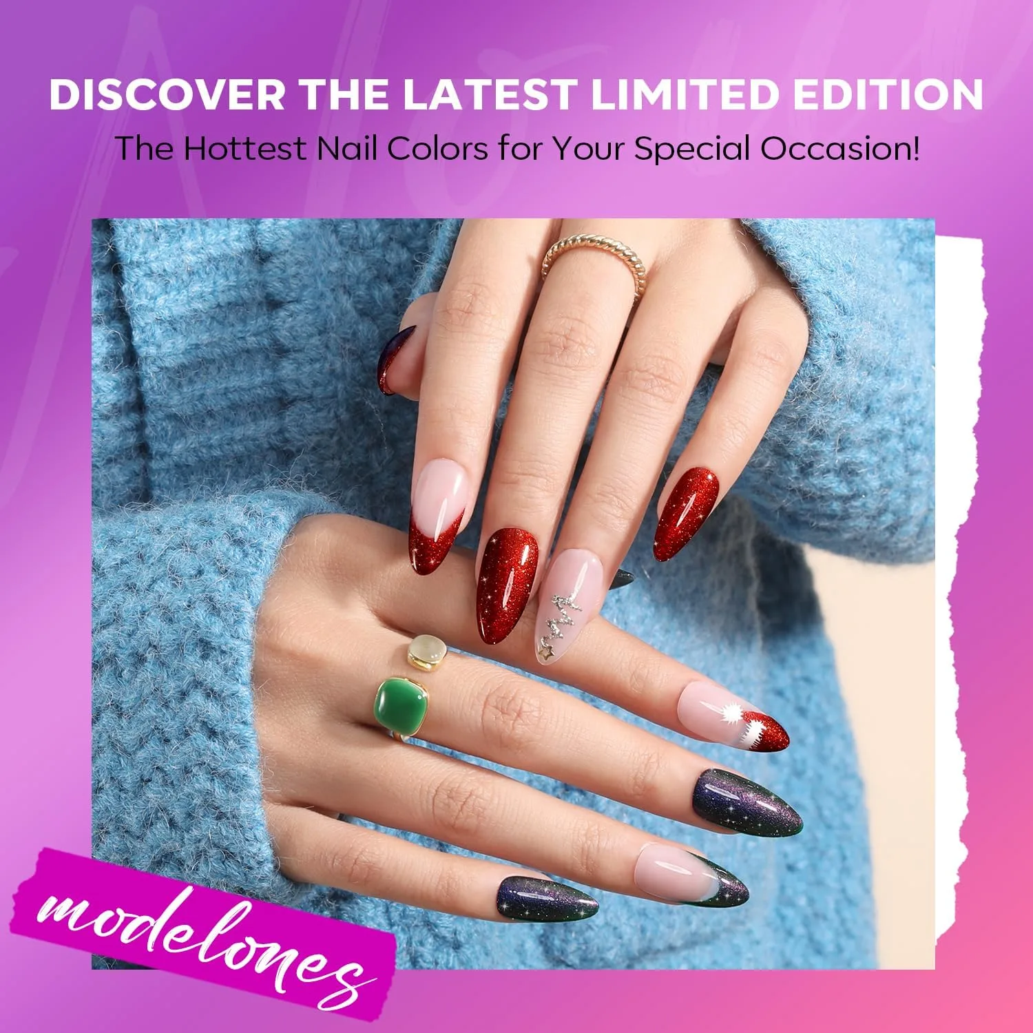 modelones Fall Nail Polish, 6 Colors Red Purple Glitter Nail Polish Set