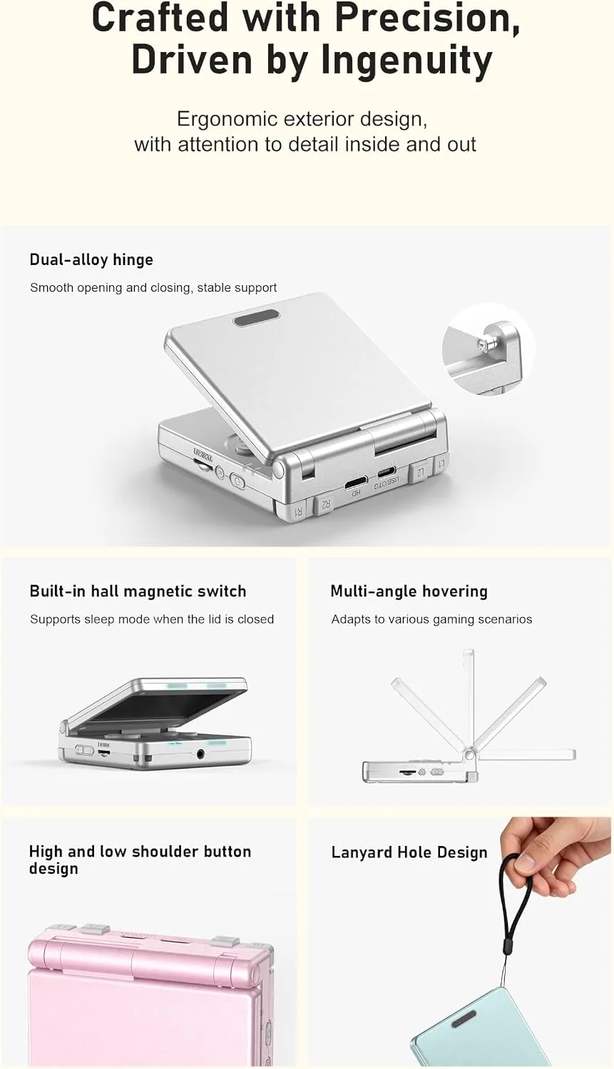 RG SP Flip Retro Handheld Game Console Linux RGSP Portable Game Console with 3.4'' IPS Screen RG SP Supports HDMI Wi-Fi 3300mAh NO Preloaded Games 16GB