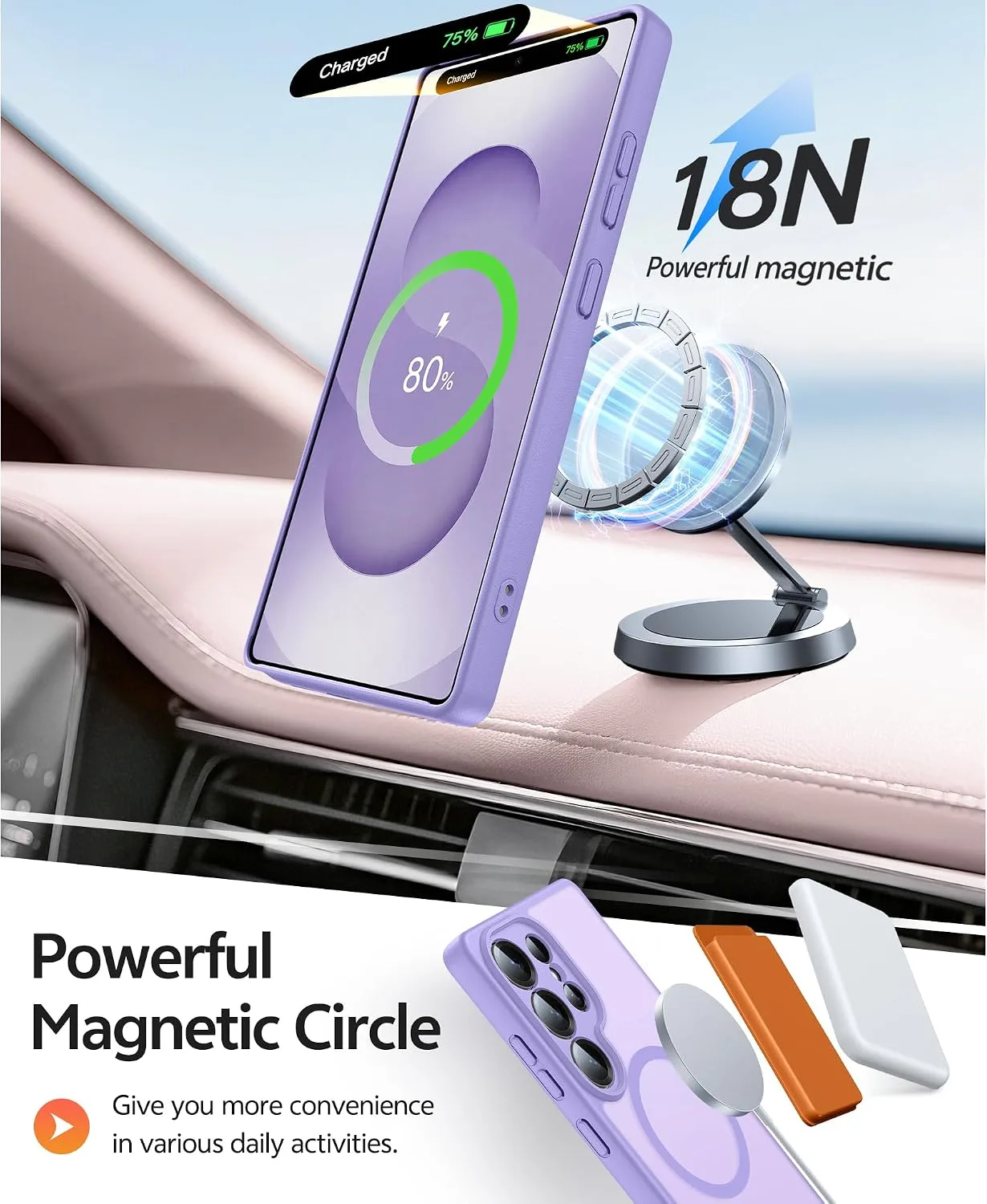 FNTCASE for Samsung Galaxy S25 Ultra Case, Fit for Magsafe, Light Purple