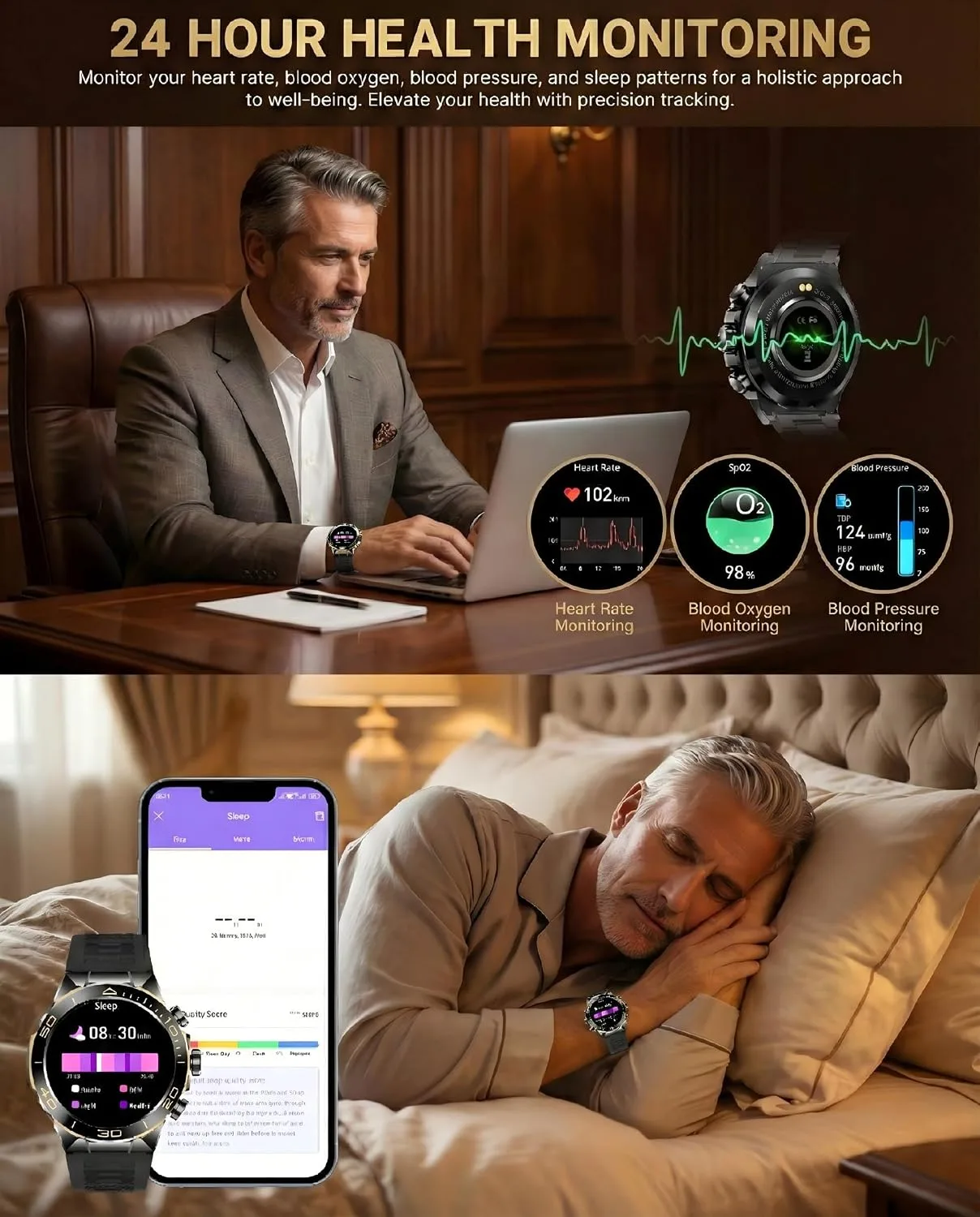 SOUYIE Men's Smart Watch with Bluetooth Call, 1.43" AMOLED Round Dial