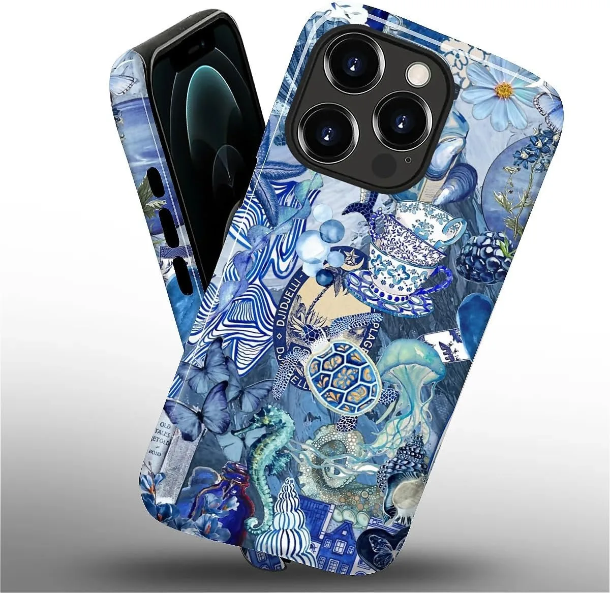 DAIZAG Case for iPhone 12 Pro Max,Mixed 2 Layer Design Shockproof Soft TPU Ddouble Protection Phone Case for iPhone 12 Pro Max-Blue Book Sea Life World