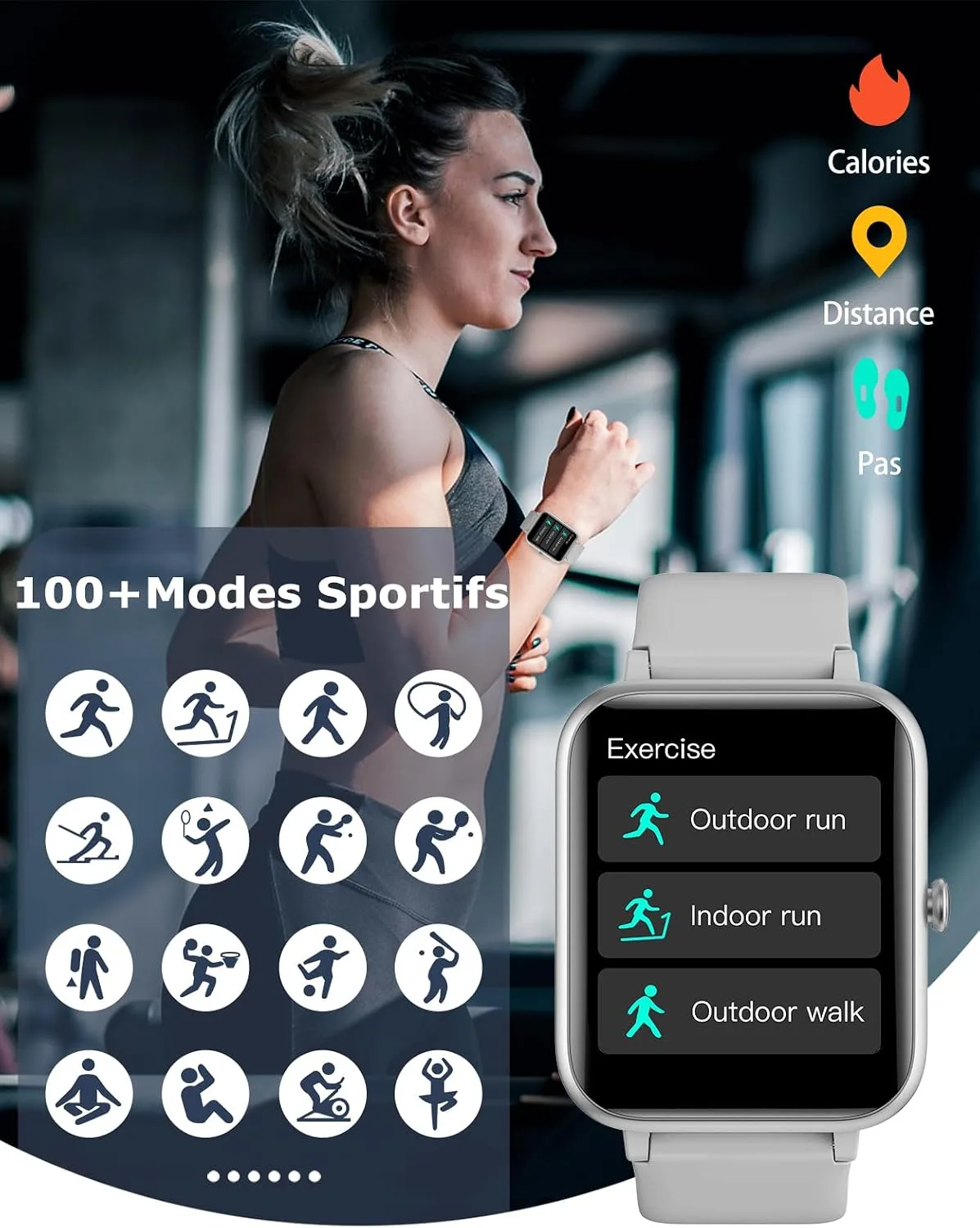 GRV Smart Watch for Men Women, Bluetooth Call, for iPhone Android Gray