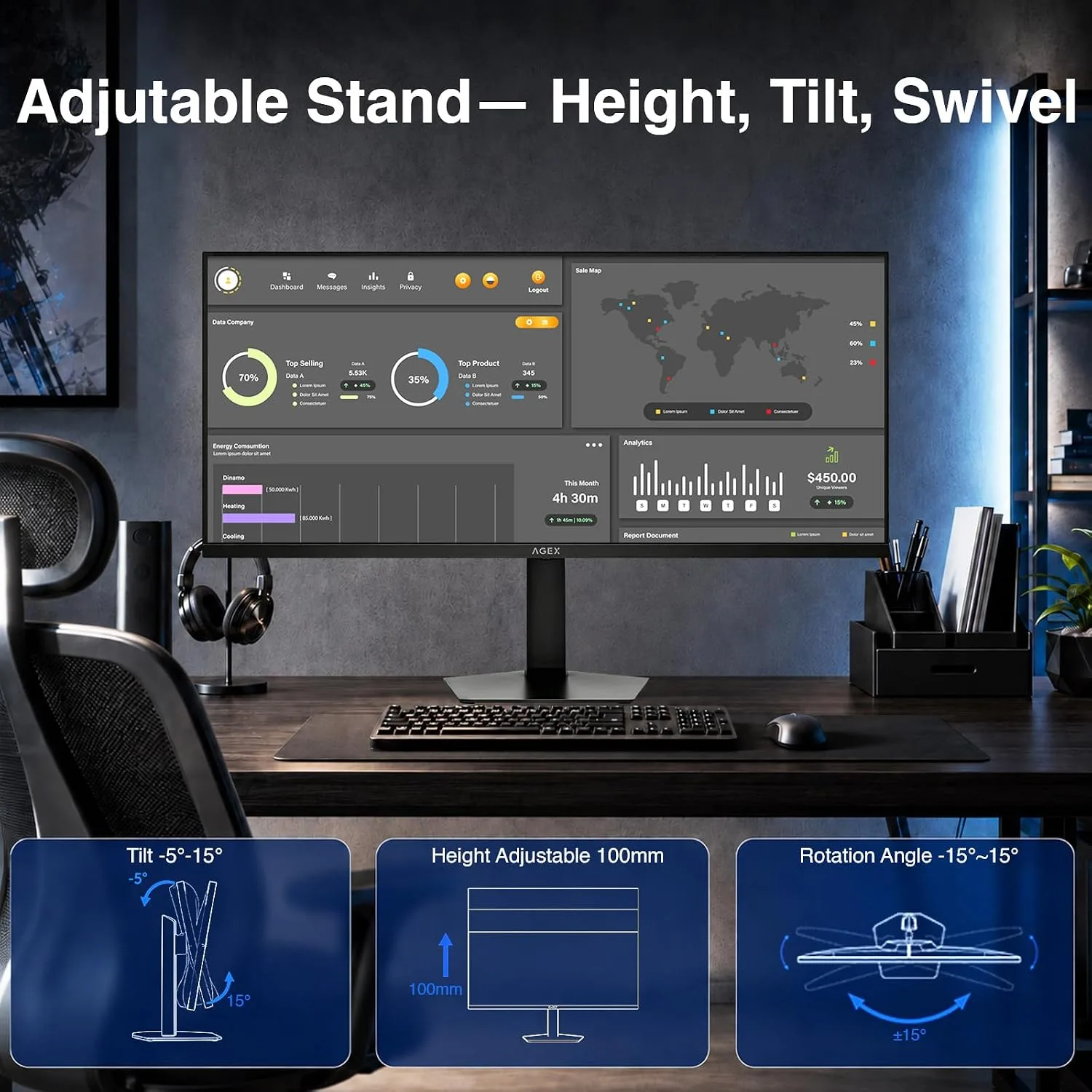 34 Inch WQHD 2K Ultrawide IPS Gaming Monitor, 3440 x 1440, 180Hz