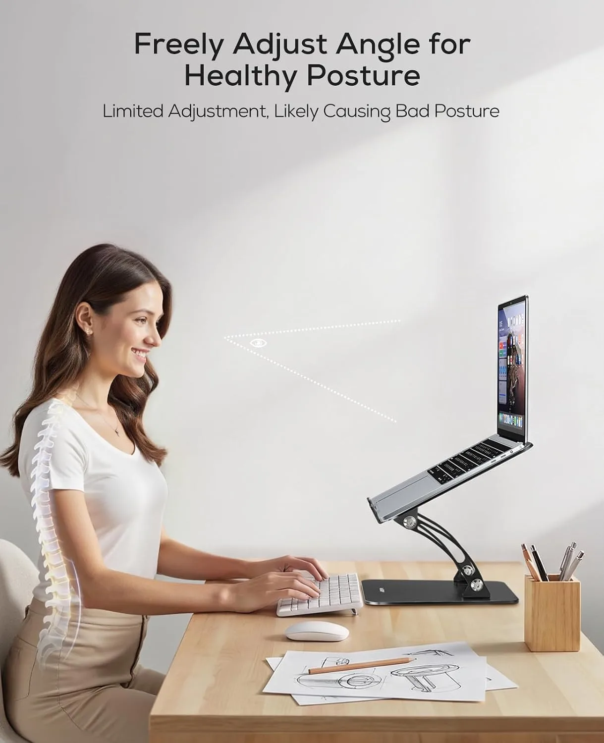 Nulaxy Fully Adjustable Laptop Stand for Desk, Dual Foldable Computer Riser