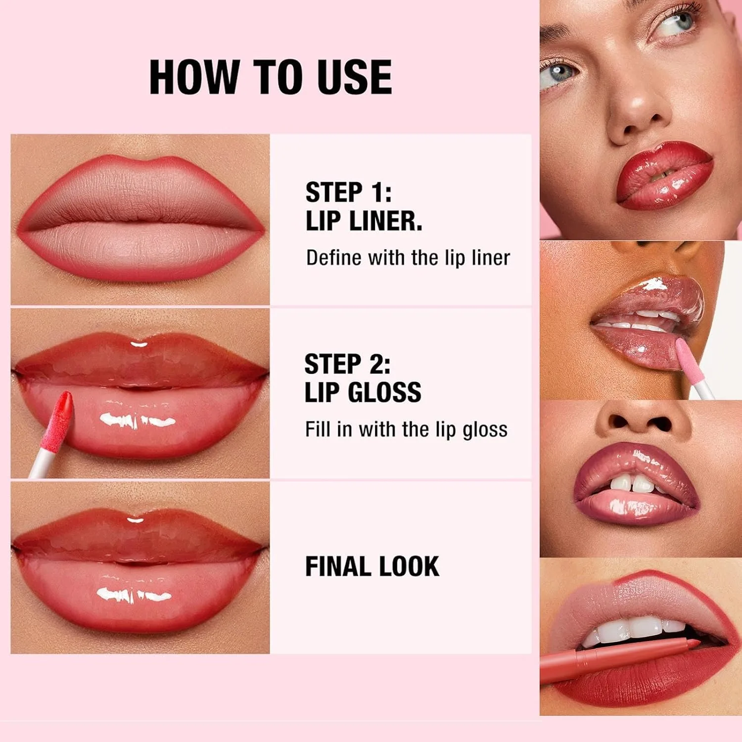 Lip Liner And Drip Gloss Lip Oil Set, 6 Shades Creamy Lip Makeup Kit For Beginner Long Lasting Dewy Lip Look (12#)