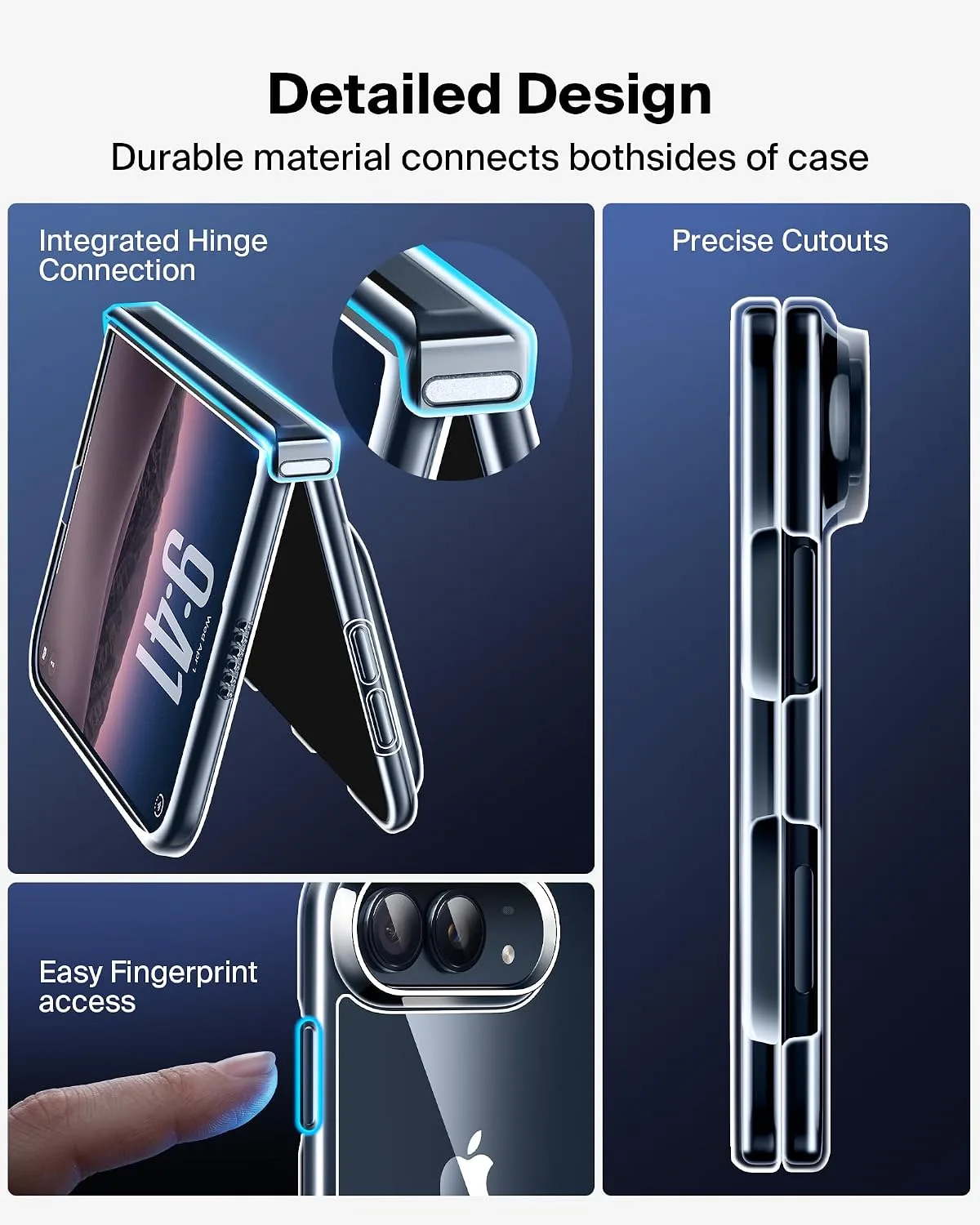 Mkeke for iPhone Duo Case Clear with Full Hinge Protection