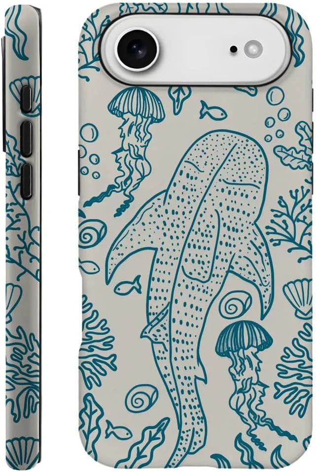 Case Compatible with iPhone 17 Air,Fall Prevention Hybrid 2-Layer Hard Shell Phone Cover for Girls Boys,Oceans Whales Sharks