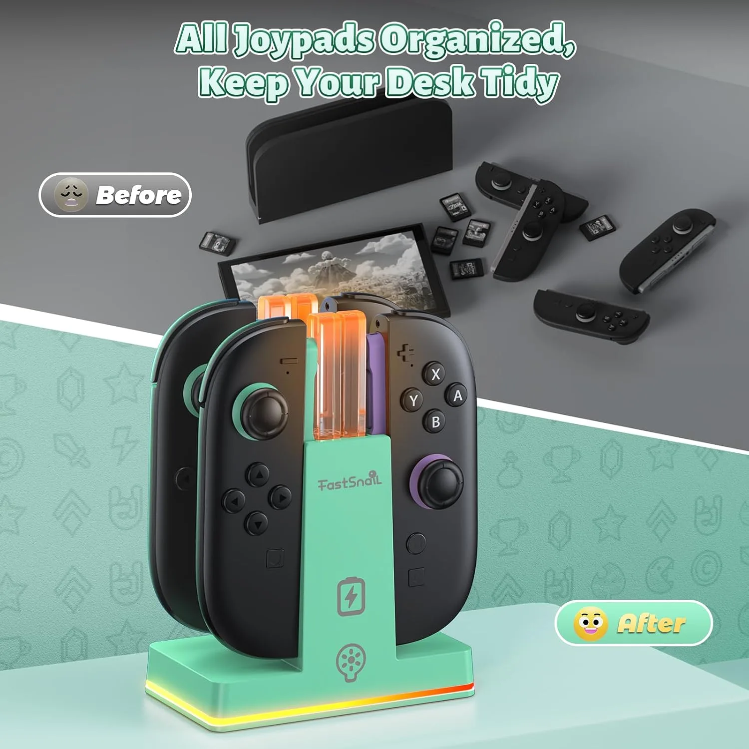 FASTSNAIL Switch 2 Controller Charger Dock for Nintendo Switch 2 for JoyCon