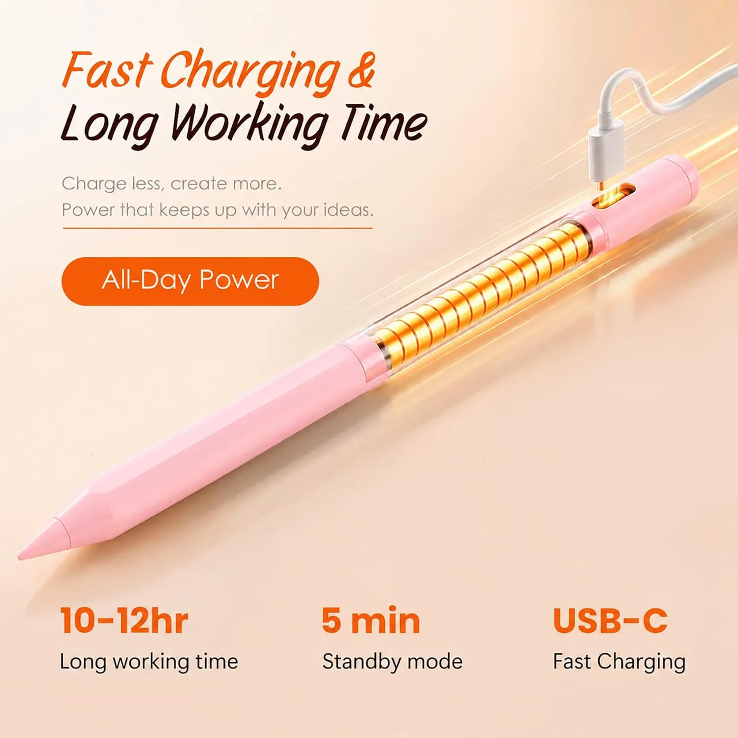 Stylus Pen for iPad 2018-2026 Gen, Fast Charge, Palm Rejection-Pink