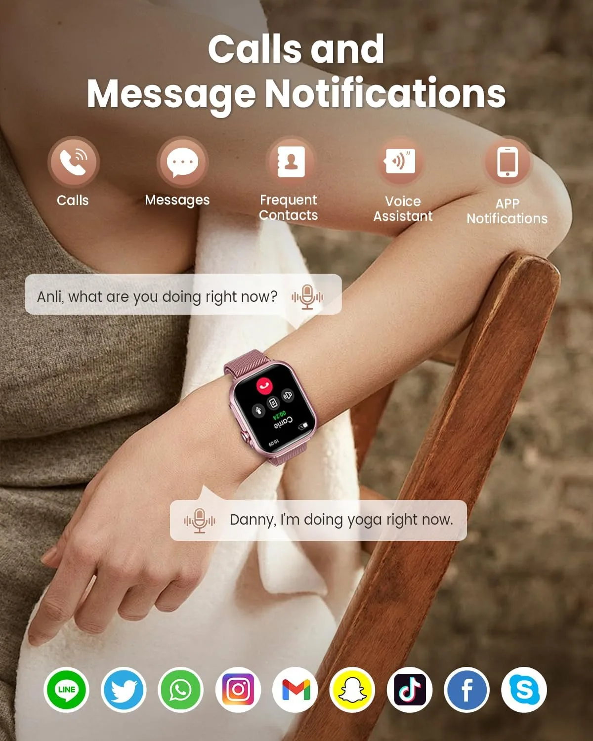 Smart Watches for Women, Answer/Make Call, with 1000mAh Battery, 2 Bands